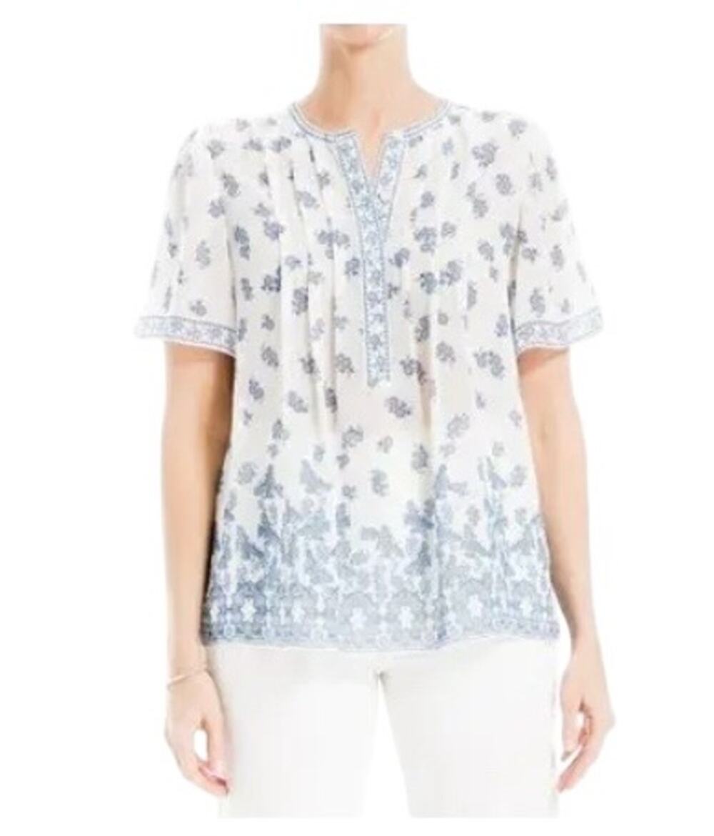 Max Studio women’s NEW blue floral and butterfly pattern blouse XL